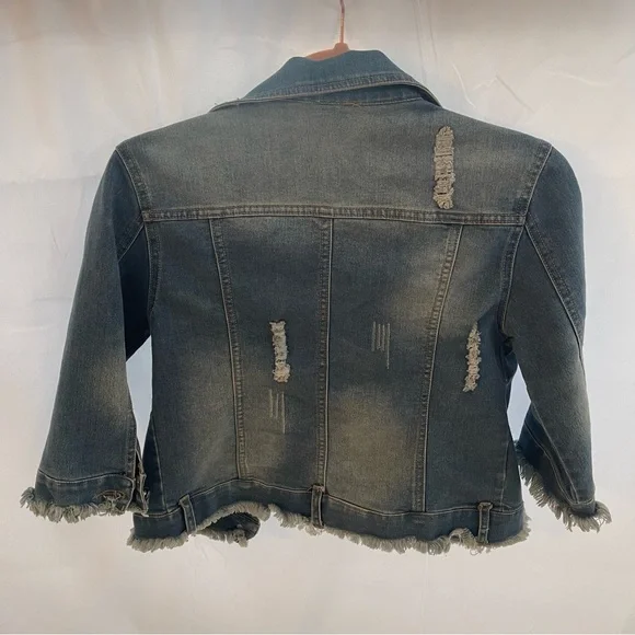 Distressed Girls S Cropped Jean Jacket NST - Picture 5 of 8